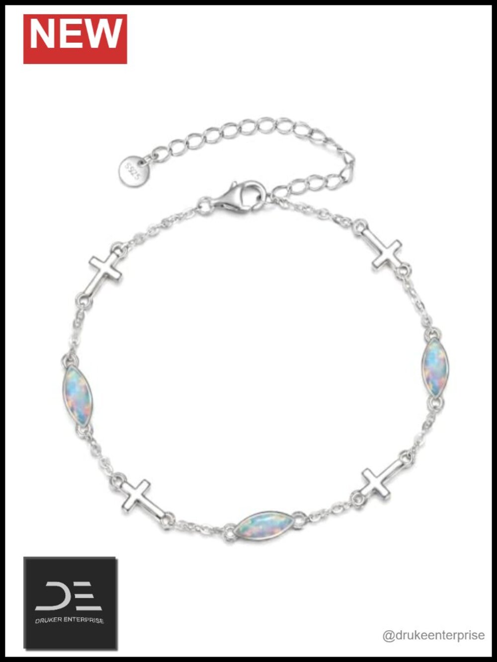 925 Sterling Silver Cross Bracelet Adjustable Faith Jewelry Gift for Women